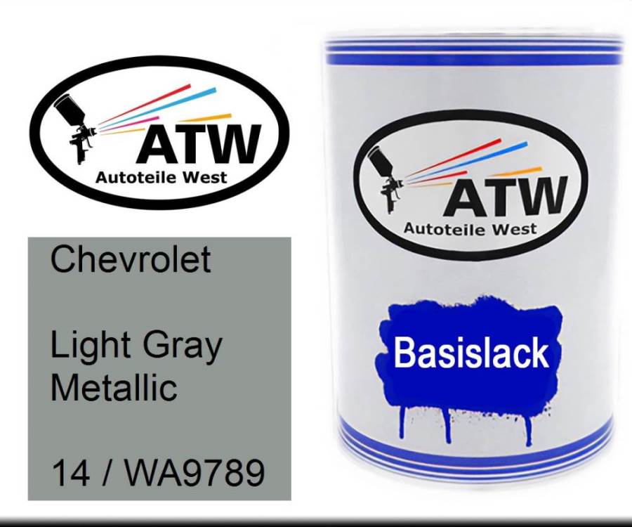 Chevrolet, Light Gray Metallic, 14 / WA9789: 500ml Lackdose, von ATW Autoteile West.